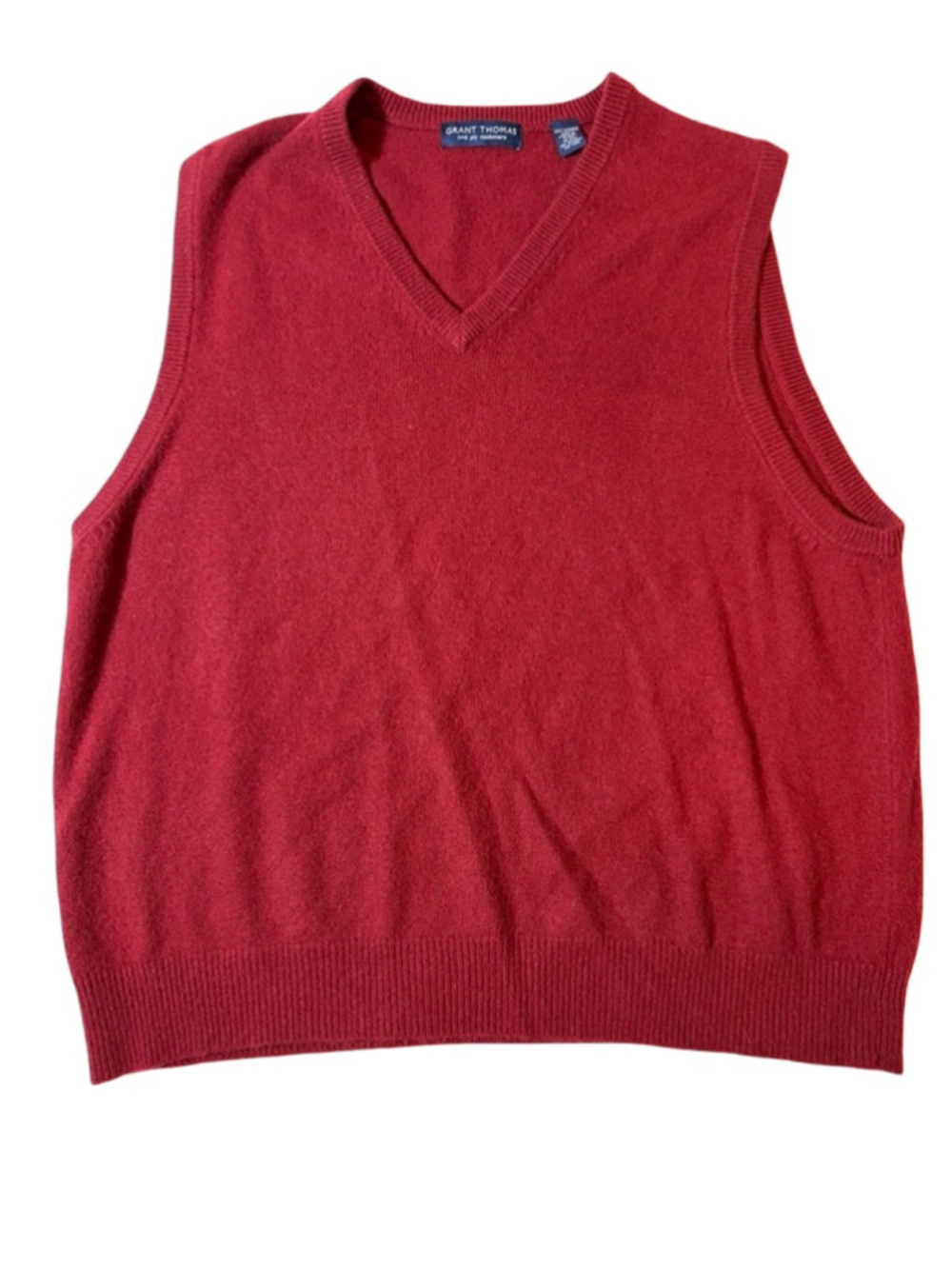 Grant Thomas Two Ply Cashmere Sweater Vest Red V Neck Mens XXL
